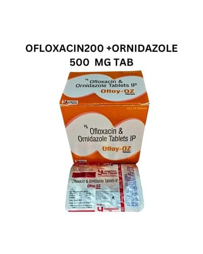 Ofloy-OZ Ofloxacin 200mg and Ornidazole 500mg Tablets.